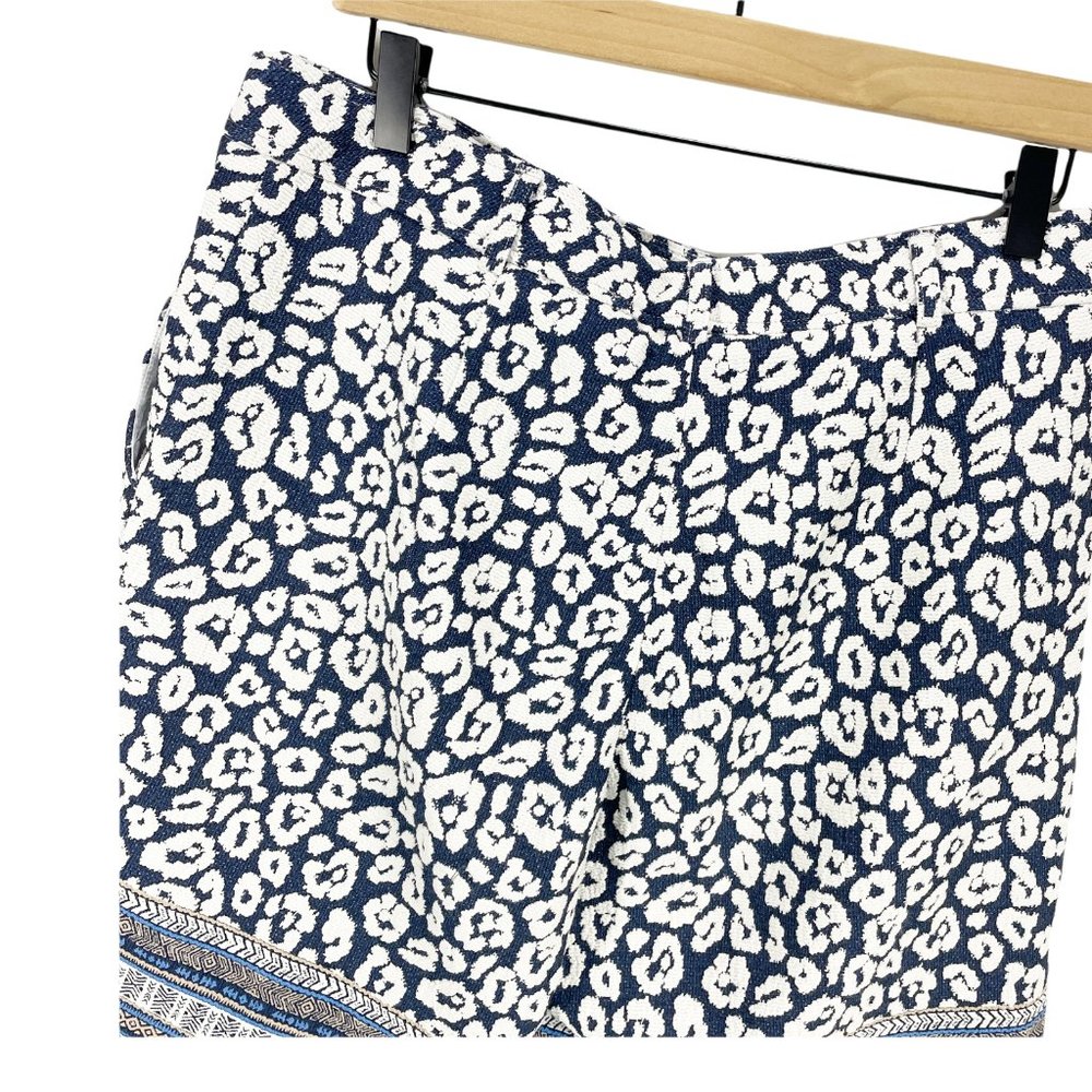 J. Mclaughlin Trixie Navy Blue Cheetah Print Shorts Sz 10 High Waisted - Picture 7 of 7